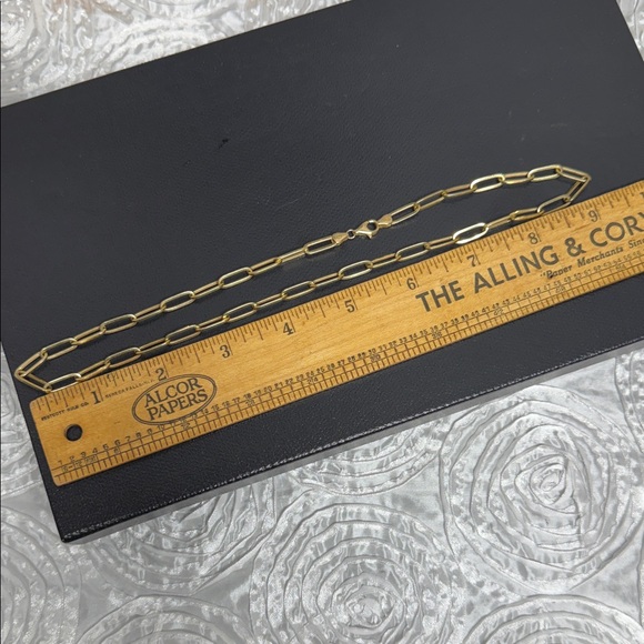 18K Paperclip Chain Necklace and Bracelet Set - Picture 11 of 14